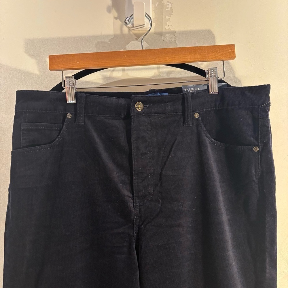 TALBOTS Sz 16 flawless high waist straight leg navy corduroy pants NEW WITH TAGS - Picture 3 of 15